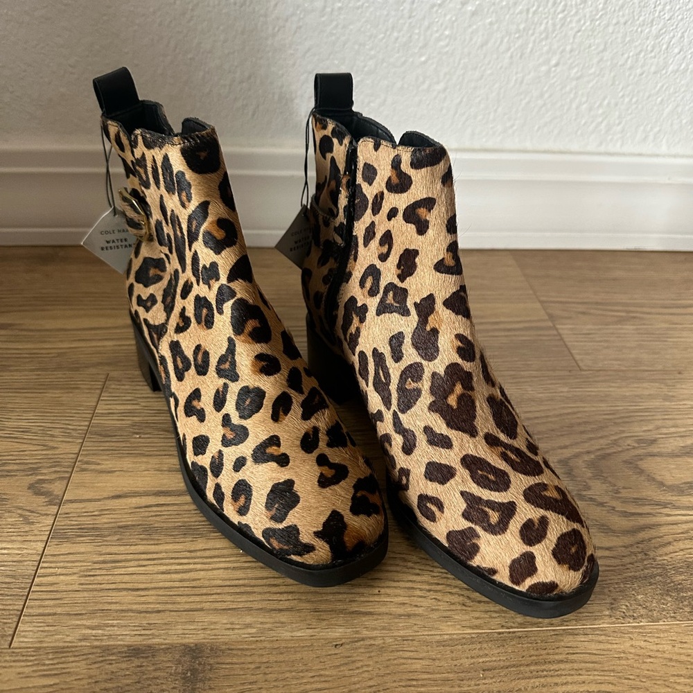 Cole Haan Kimberly Leopard Print Ankle Boots NWT